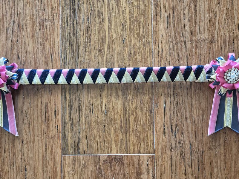 37cm Pink/Navy/Gold Show Browband