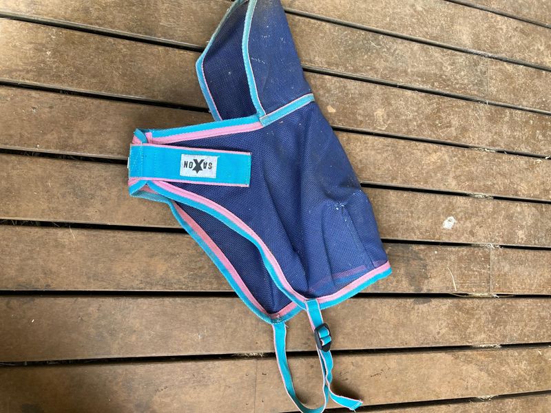 Pink and turquoise fly mask