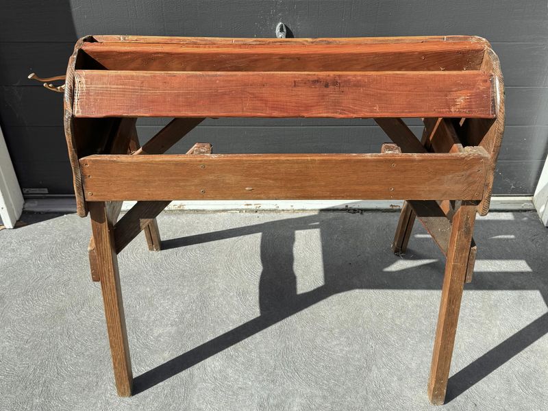 Vintage Timber Saddle Stand & Brass Hook